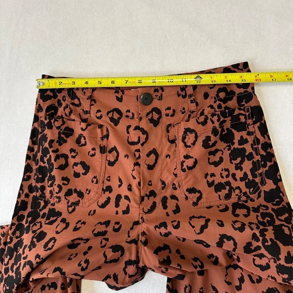 Maeve Anthropologie The Colette Wide Leg Crop Pants Size 30 Cheetah Print - Picture 7 of 11